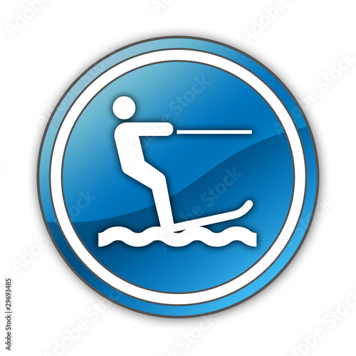 Glossy Button "Water Skiing"