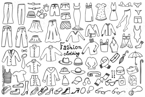 fashion and clothing icons vector collection
