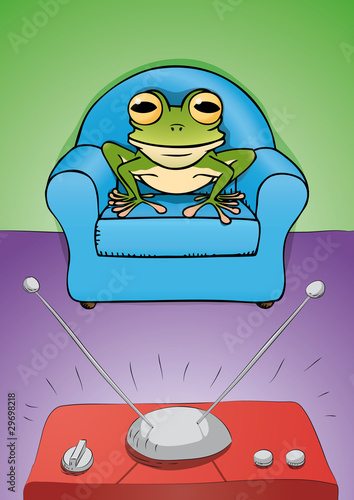 rana guarda la TV