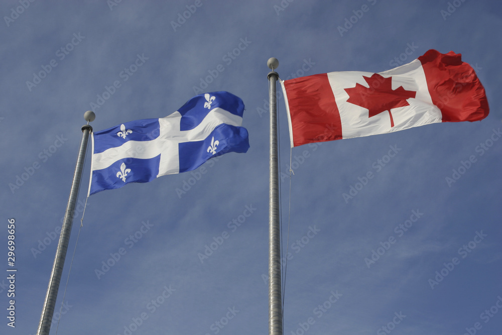 Fototapeta premium Quebec and Canadian Flags