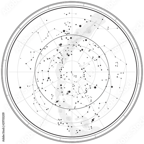 Astronomical Celestial Map of Northern Hemisphere (Outline chart). (EPS-8).