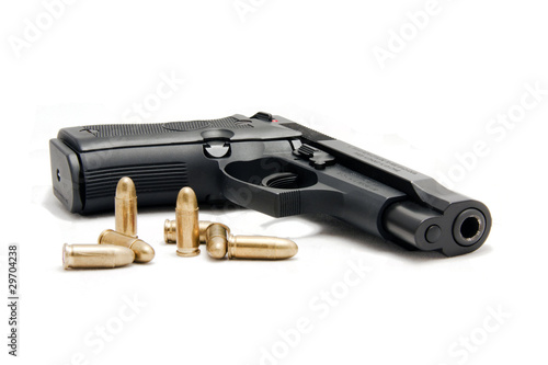 firearm with ammunition in white background