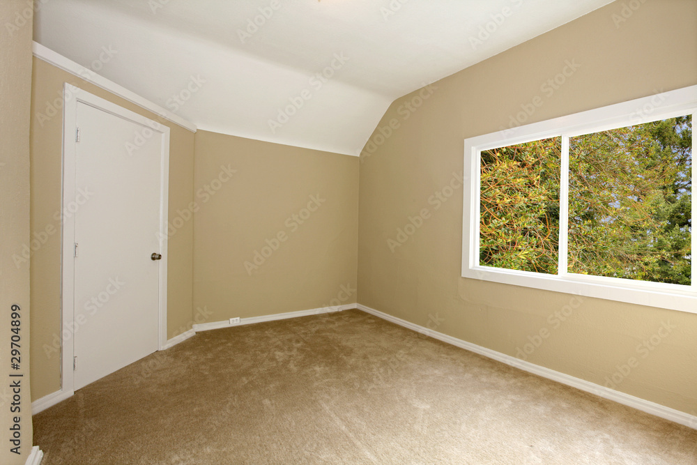 New beige bedroom with carpet