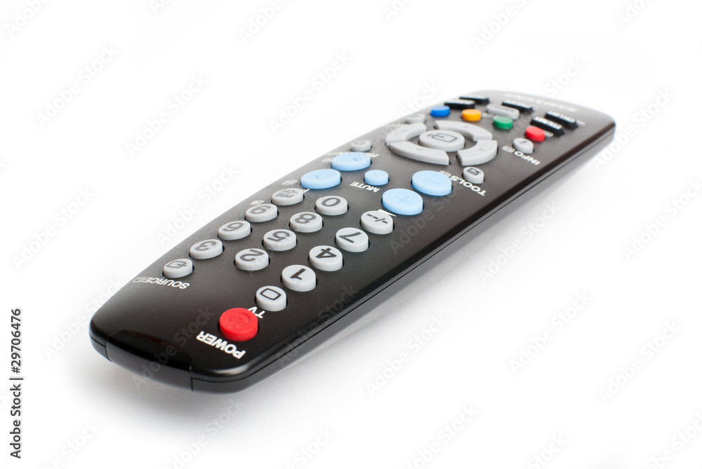 black remote control on white background black remote control on white background