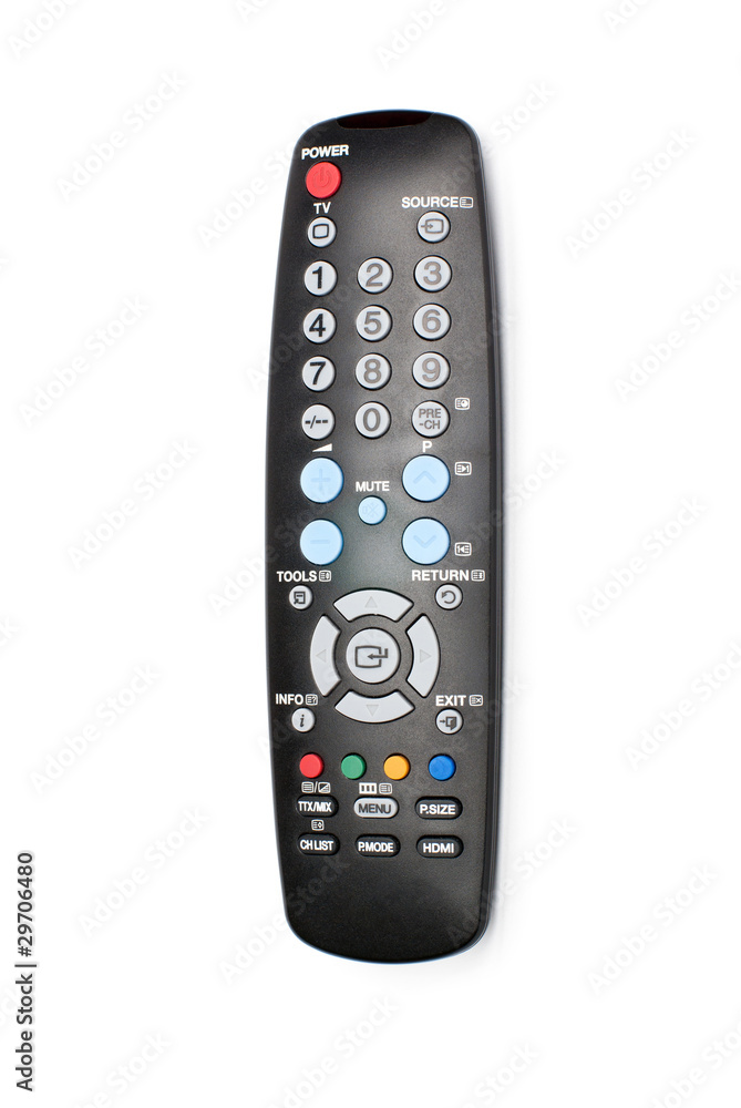 black remote control on white background black remote control on white background