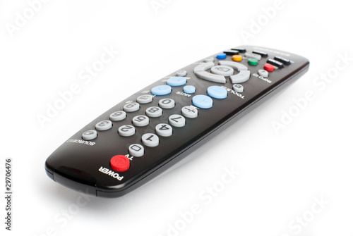 black remote control on white background