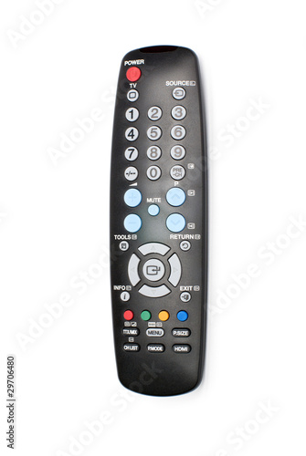 black remote control on white background
