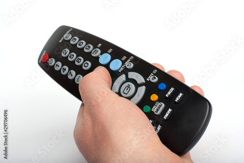 black remote control on white background