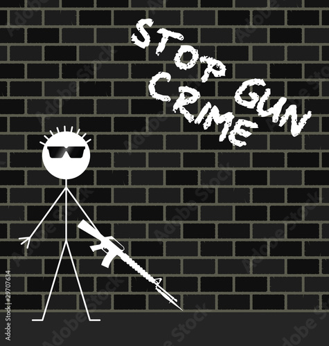Stop gun crime message on urban brick wall