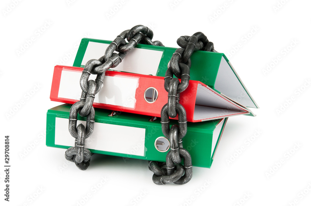 Censorship concept with folders on white