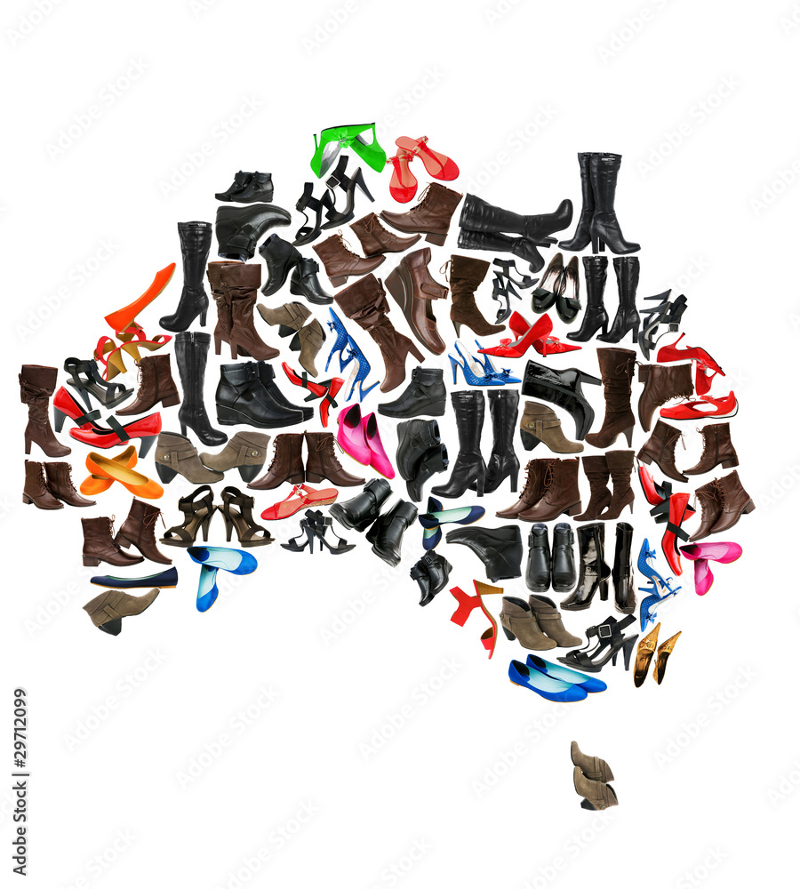 Australia continent made of woman shoes