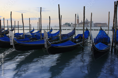 Gondolas at anchor at daybreak