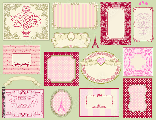 Vintage ornate frames and labels