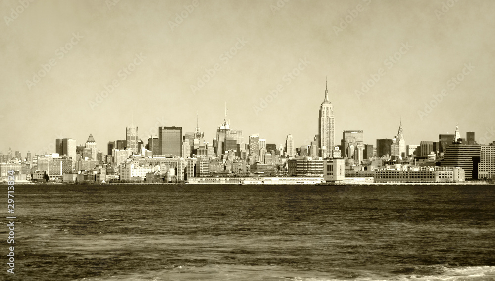 Naklejka premium Retro panoramę Nowego Jorku