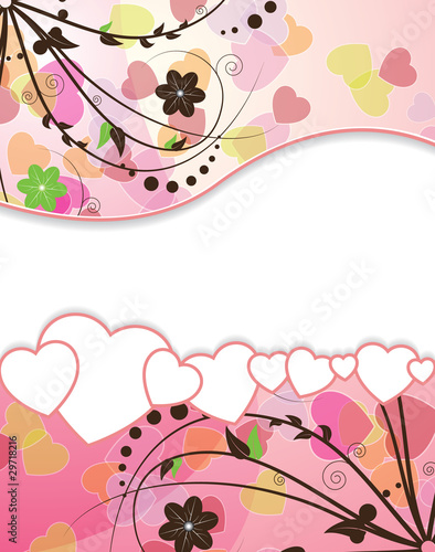 Pink valentine with floral background