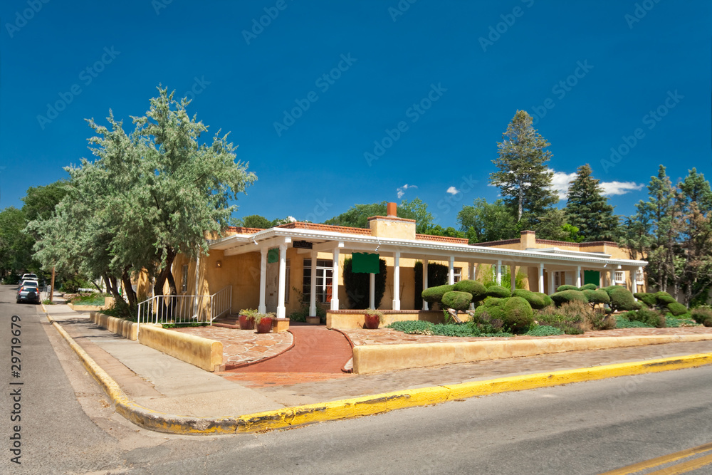 Adobe Spanish Colonial House Porch Santa Fe NM
