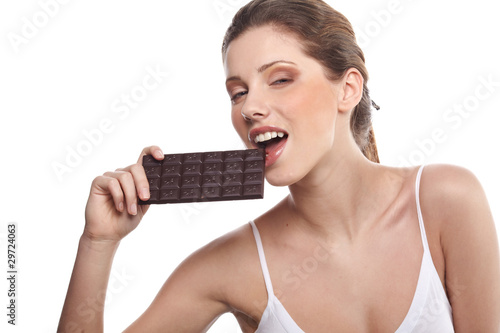 portrait of beautiful woman with a chocolate