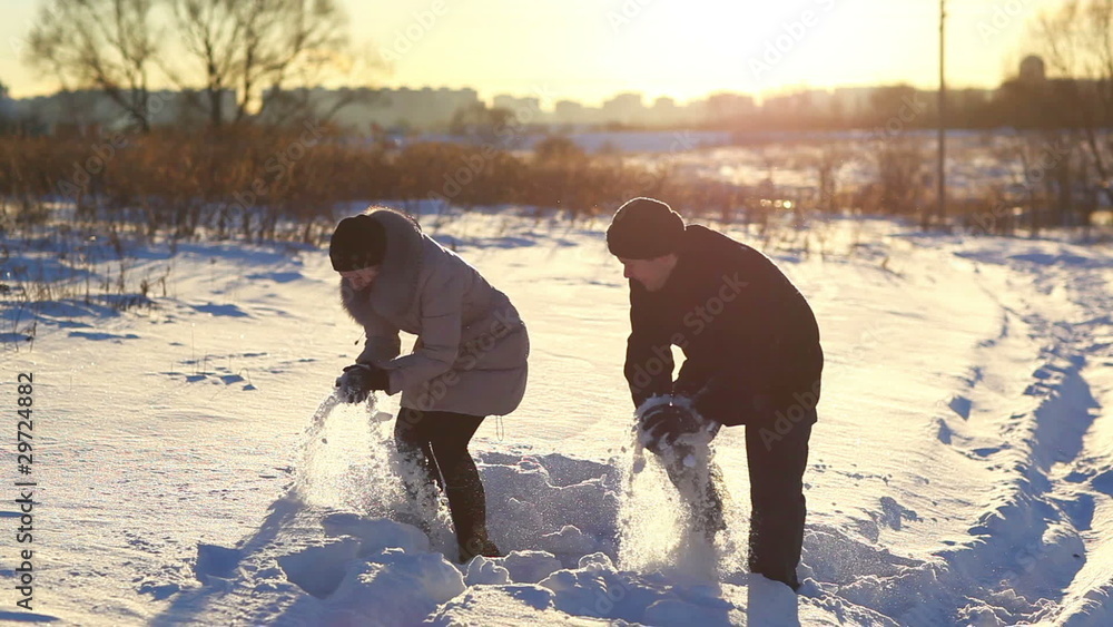 Young couple outdoors winter fun