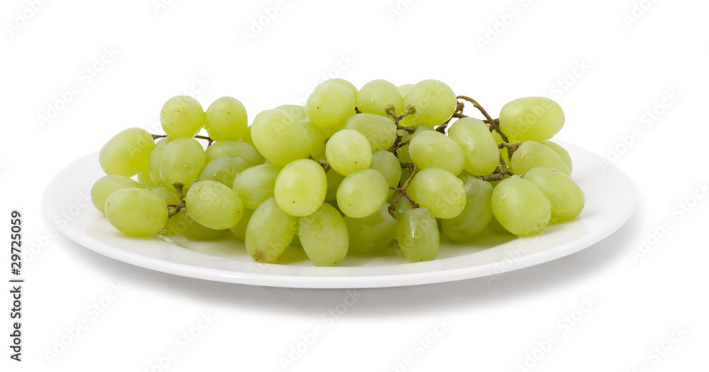 bunch of grapes on a plate