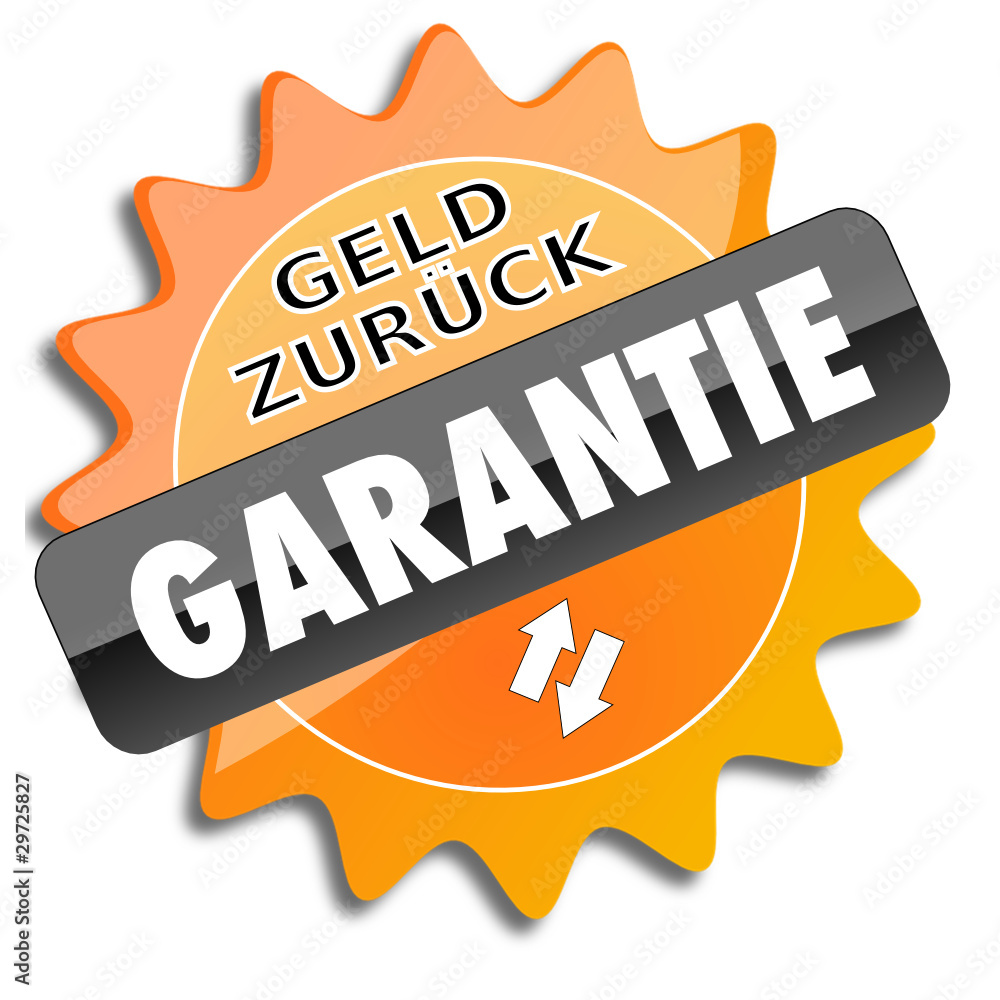 Button Geld Zurück Garantie orange Button Geld Zurück Garantie orange