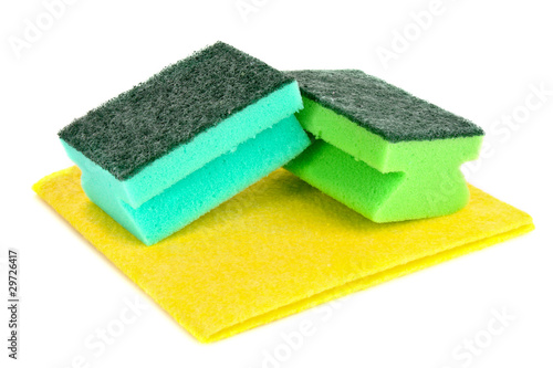 cleaning sponges isolated on white
