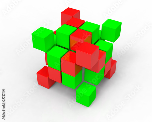 3d image cubes on white