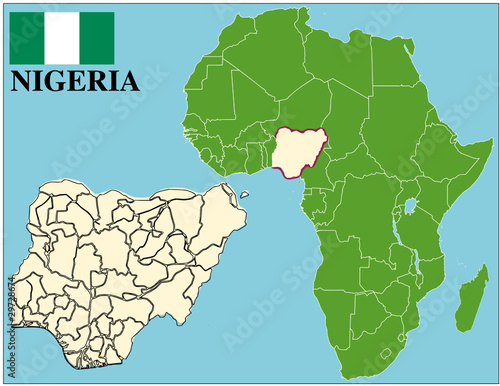 Nigeria emblem map africa world business success background