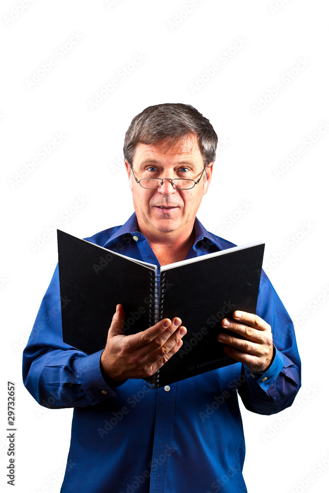 portrait of man holding a speech and reading portrait of man holding a speech and reading