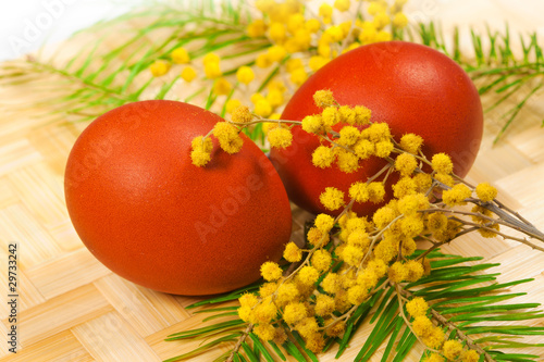 Easter painting eggs with flowers photo