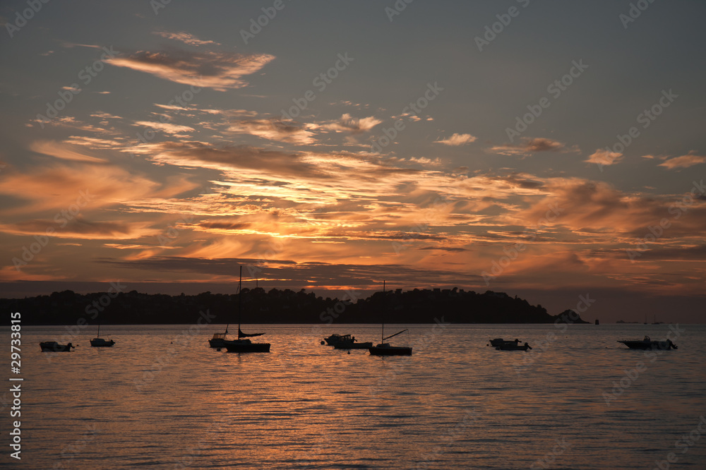 Beautiful sunset at French coast of Brittany Beautiful sunset at French coast of Brittany