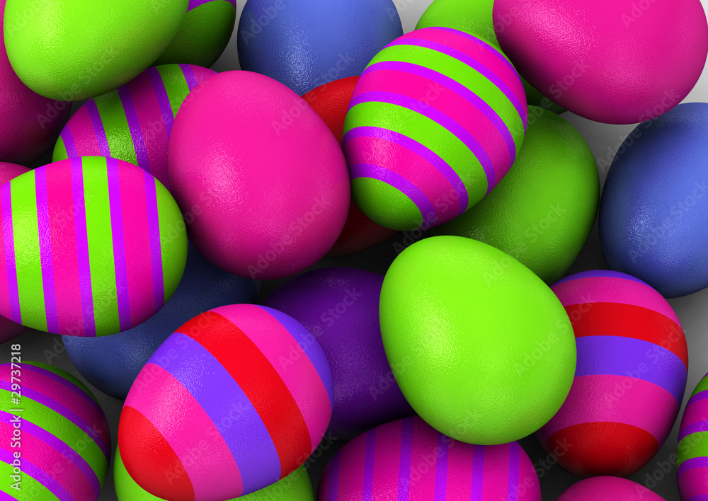 3d Colored Easter Eggs on white background 3d Colored Easter Eggs on white background