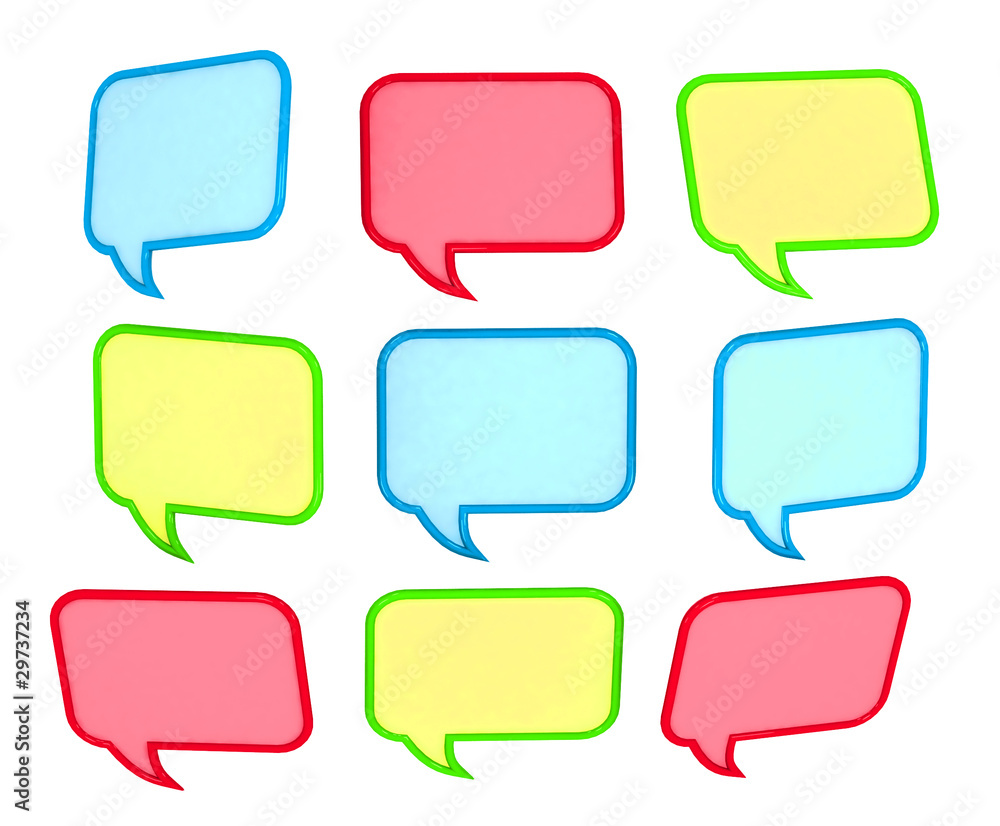 3d colored speech bubbles on white background 3d colored speech bubbles on white background