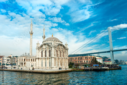 Ortakoy mosque and Bosphorus bridge, Istanbul, Turkey. photo