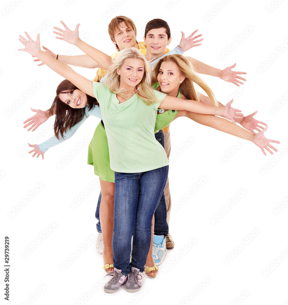 Obraz premium Group of young people on white.