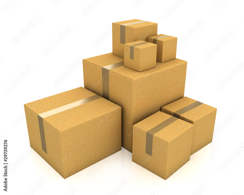 Stack of different sized carton boxes