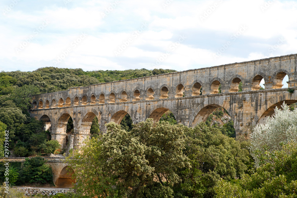 Pont du Gard aqueduct, Vers-Pont-du-Gard in South of France.