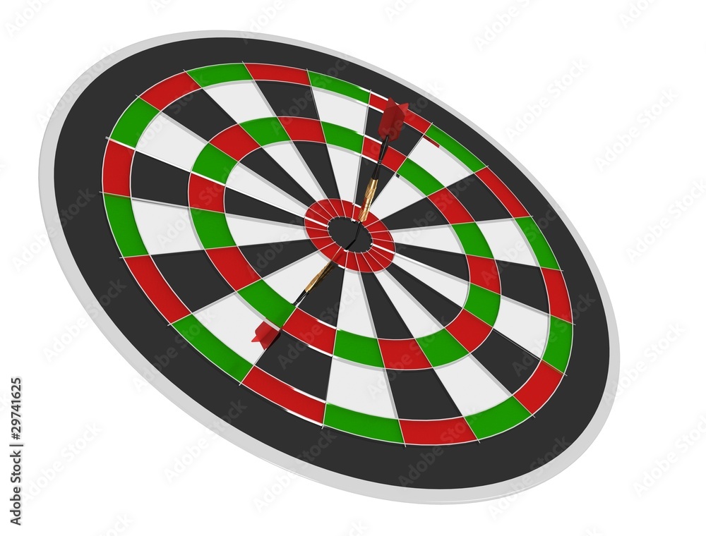3D render of darts and board 3D render of darts and board