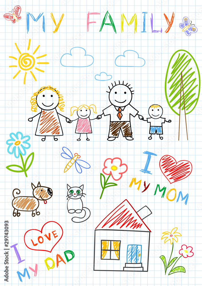 Vector sketchs - happy family