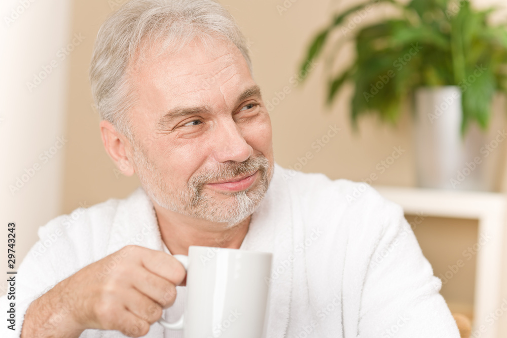 Senior mature man - breakfast coffee at home Senior mature man - breakfast coffee at home
