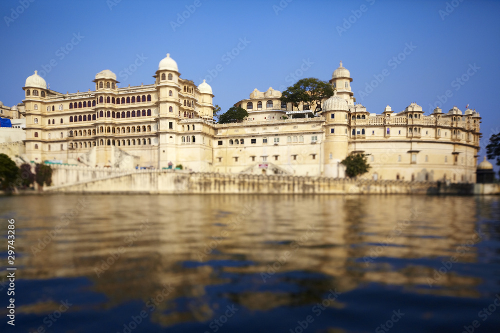 Udaipur city palace on the lake Pichola, India