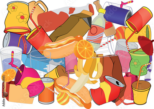 Background. A foodstuff and banks, glasses