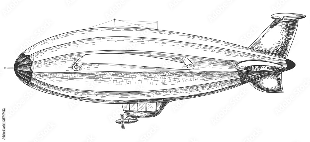 steampunk zeppelin drawing
