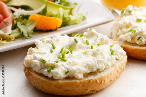 Sandwiches - kaisers with cream cheese photo