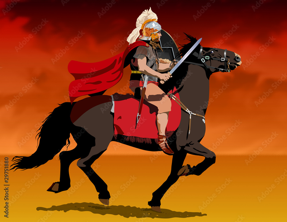 Roman centurion on horseback Illustration : Adobe Stock