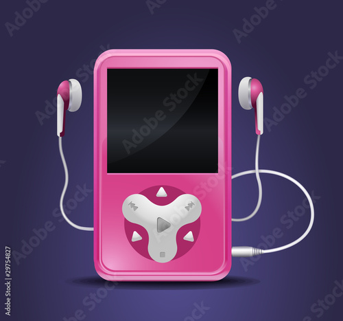 modern mp3 player with earphones