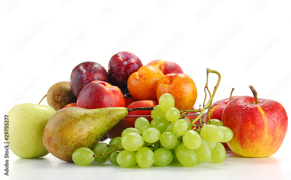 Composition with variety of fruits isolated on white Composition with variety of fruits isolated on white