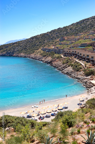 Beach of the luxury hotel, Crete, Greece