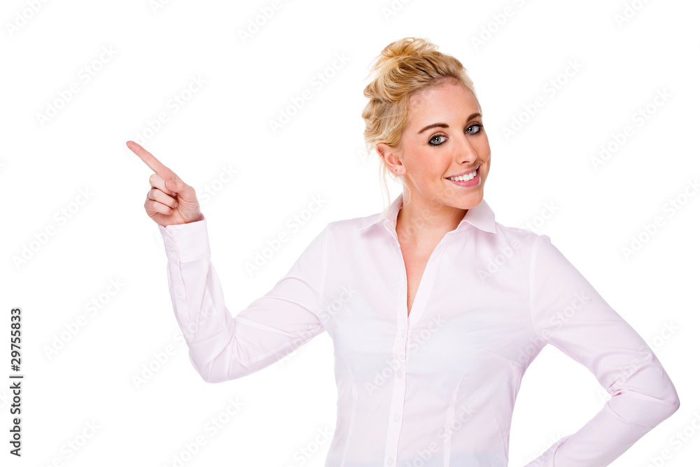 Attractive Businesswoman Presenting or Pointing Something Attractive Businesswoman Presenting or Pointing Something