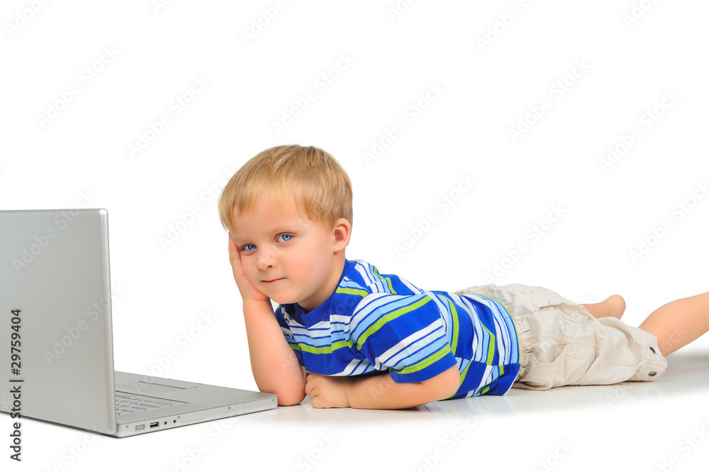 Cute little baby boy with notebook Cute little baby boy with notebook