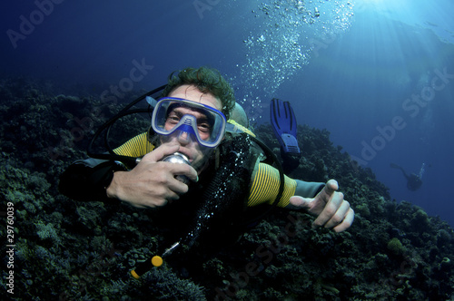 scuba diver having fun